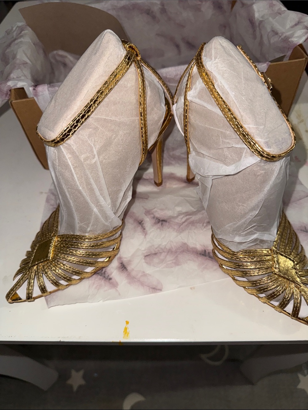 Jessica Simpson Gold Strappy High Heel Sandals for Women - Picture 2 of 4